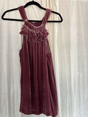 Sundance Velvet Sleeveless Halter Top Rayon Silk Ruffles Sz L